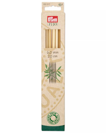 Aiguilles à tricoter- 2 pointes- bambou - 6.0mm - Prym - Mercerine