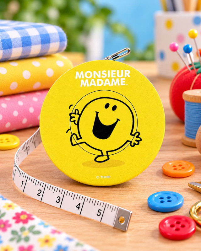 Mètre Enrouleur Jaune Heureux Monsieur Madame - Bohin - Mercerine