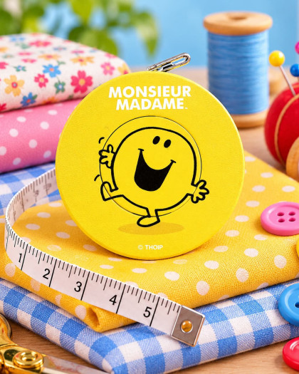Mètre Enrouleur Jaune Heureux Monsieur Madame - Bohin - Mercerine