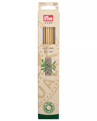 Aiguilles à tricoter 2 pointes - Bambou - 4,5mmX20Cm - Prym - Mercerine
