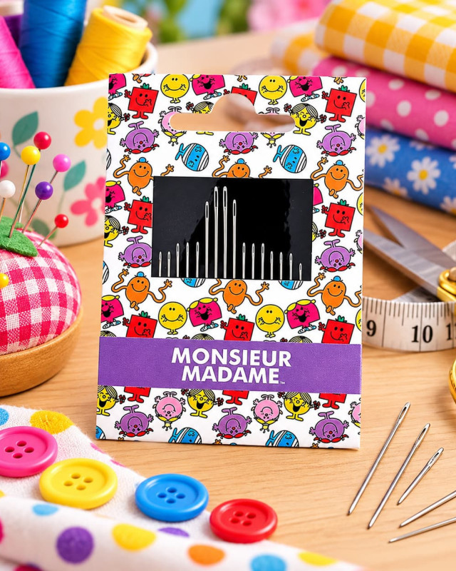 Aiguilles à coudre Monsieur Madame motif blanc - Mercerine