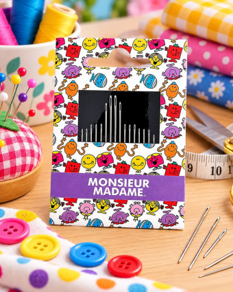 Aiguilles à coudre Monsieur Madame motif blanc - Mercerine