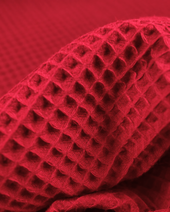 Tissu eponge nid d'abeille rouge : tissu coton oeko-tex - Mercerine