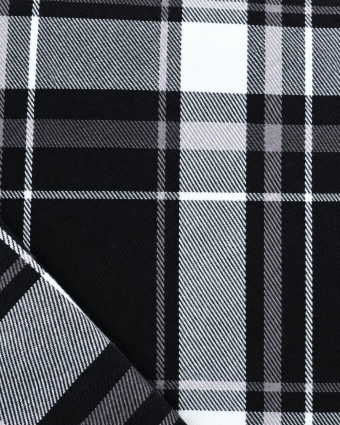 Tissu écossais noir et blanc à carreaux - Mercerine
