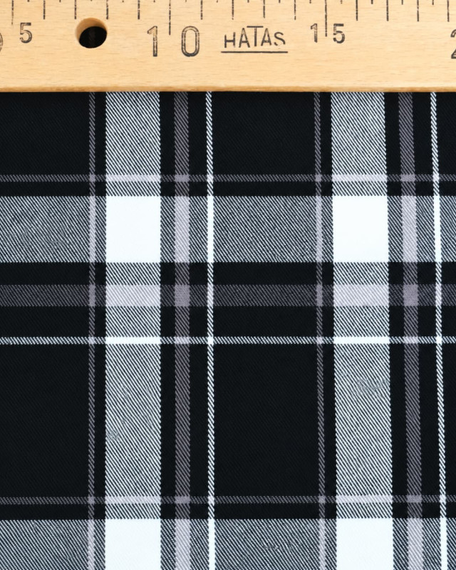 Tissu écossais noir et blanc à carreaux - Mercerine