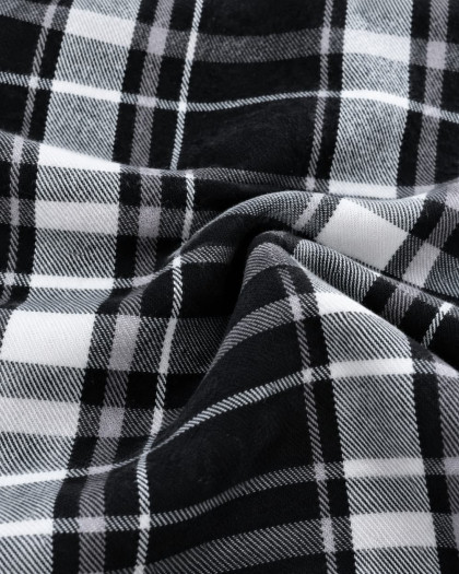 Tissu écossais coton noir blanc et gris à carreaux - Mercerine