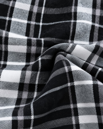 Tissu écossais coton noir blanc et gris à carreaux - Mercerine