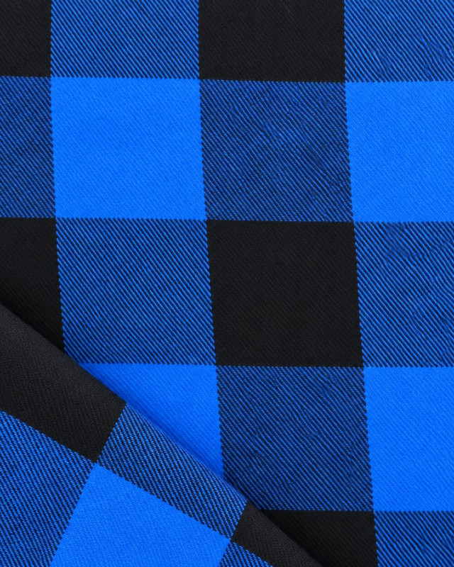 Tissu Tartan Flanelle à carreaux bleu et noir - Mercerine