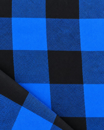 Tissu Tartan Flanelle à carreaux bleu et noir - Mercerine