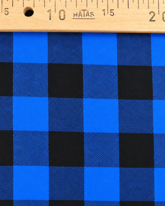 Tissu Tartan Flanelle à carreaux bleu et noir - Mercerine