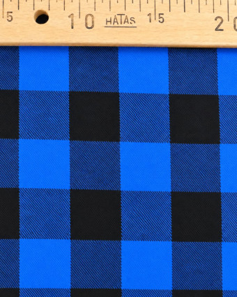 Tissu Tartan Flanelle à carreaux bleu et noir - Mercerine
