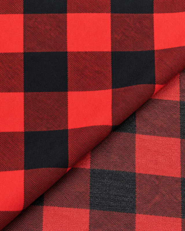 Tissu Tartan Flanelle à carreaux rouge et noir - Mercerine