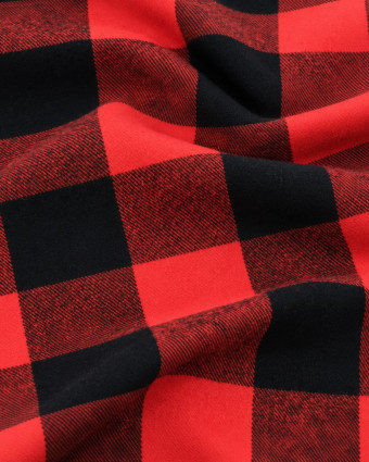 Tissu Tartan Flanelle à carreaux rouge et noir - Mercerine