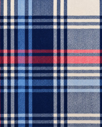 Tissu Tartan Flanelle bleu marine, écru et rouge - Mercerine