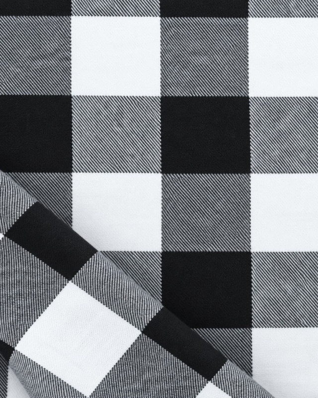 Tissu Tartan Flanelle à carreaux noir et blanc - Mercerine