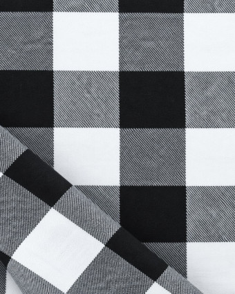 Tissu Tartan Flanelle à carreaux noir et blanc - Mercerine