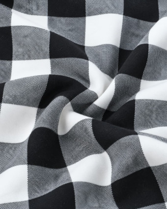 Tissu 100% coton à carreaux noir et blanc