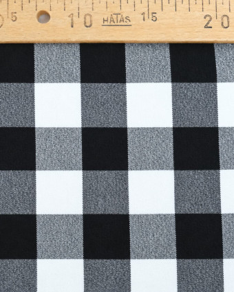 Tissu Tartan Flanelle à carreaux noir et blanc - Mercerine