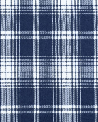 Tissu Tartan flanelle Coton bleu marine et blanc - Mercerine