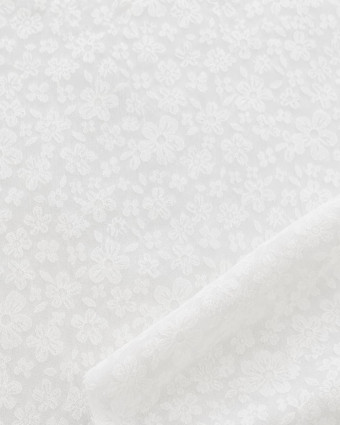 Voile de coton blanc fleuri au mètre - Mercerine