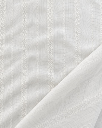 Voile blanc à bandes brodées au mètre - Mercerine