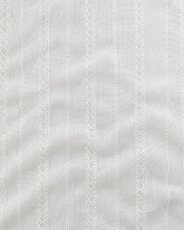 Voile blanc à bandes brodées au mètre - Mercerine