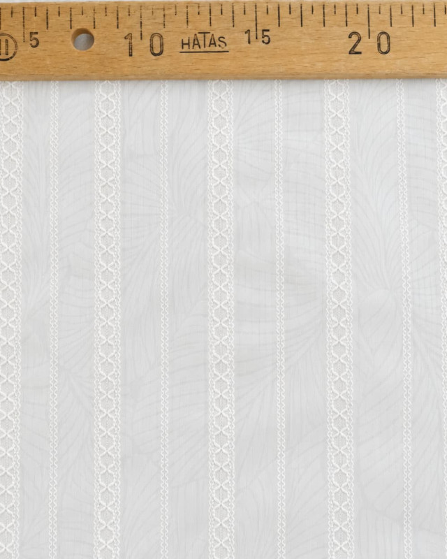 Voile blanc à bandes brodées au mètre - Mercerine