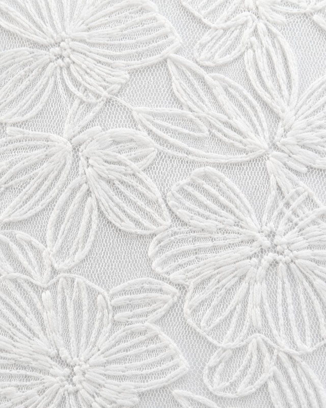 Dentelle Blanche à Grandes Fleurs au Mètre - Mercerine