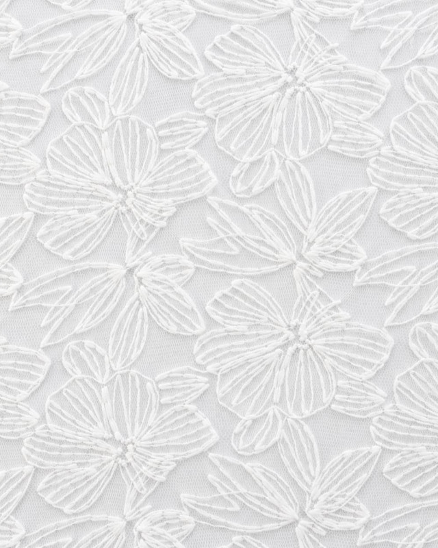 Dentelle Blanche à Grandes Fleurs au Mètre - Mercerine