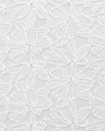 Dentelle Blanche à Grandes Fleurs au Mètre - Mercerine