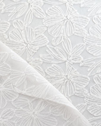 Dentelle Blanche à Grandes Fleurs au Mètre - Mercerine