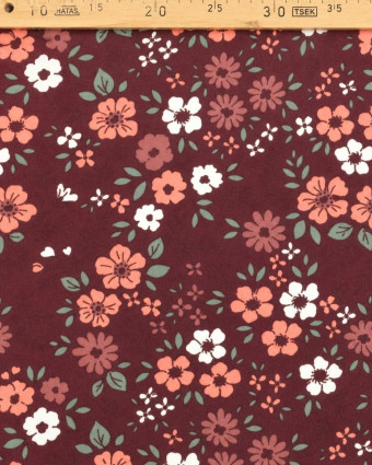 Tissu Flannel Prune Fleuri - Mercerine