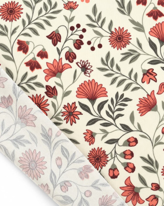 Velours Milleraies Ecru Motif Fleuri - Mercerine