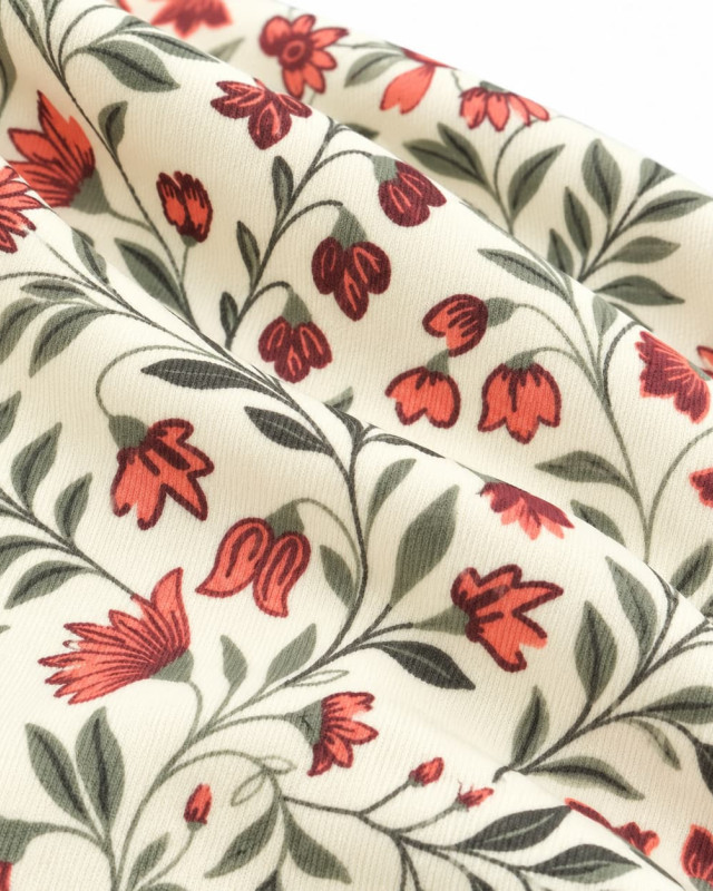 Velours Milleraies Ecru Motif Fleuri - Mercerine