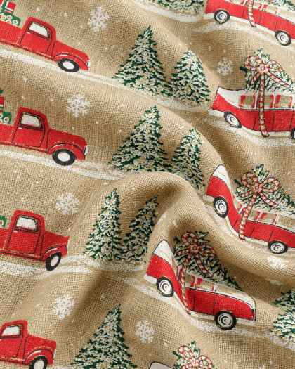 Toile de jute naturelle de Noël imprimée - Mercerine