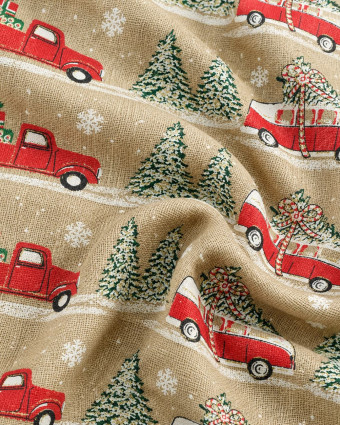 Toile de jute naturelle de Noël imprimée - Mercerine