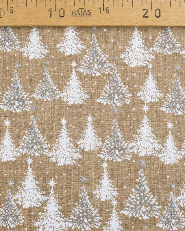 Aspect Toile de jute Noël sapins blancs et argentés | Mercerine