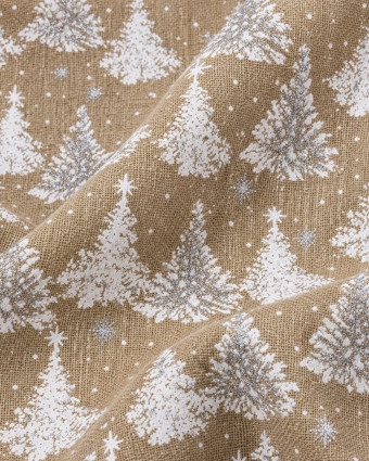 Aspect Toile de jute naturelle de Noël Sapins Blanc - Mercerine