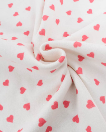 Tissu Sweat Petits Cœurs Rouges Envers Doudou - Mercerine