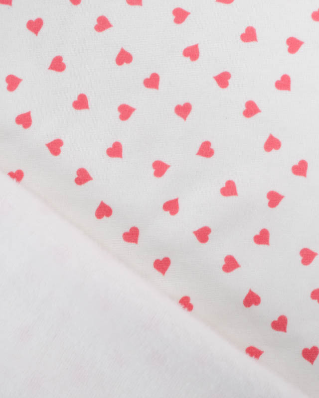 Tissu Sweat Petits Cœurs Rouges Envers Doudou - Mercerine