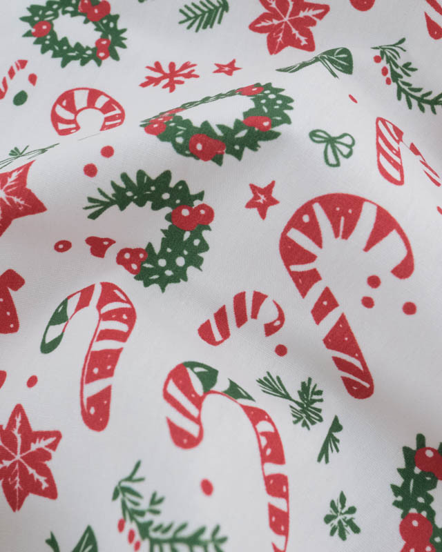 Tissu Noël Coton Sucre d'Orge - Mercerine