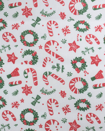 Tissu Noël Coton Sucre d'Orge - Mercerine