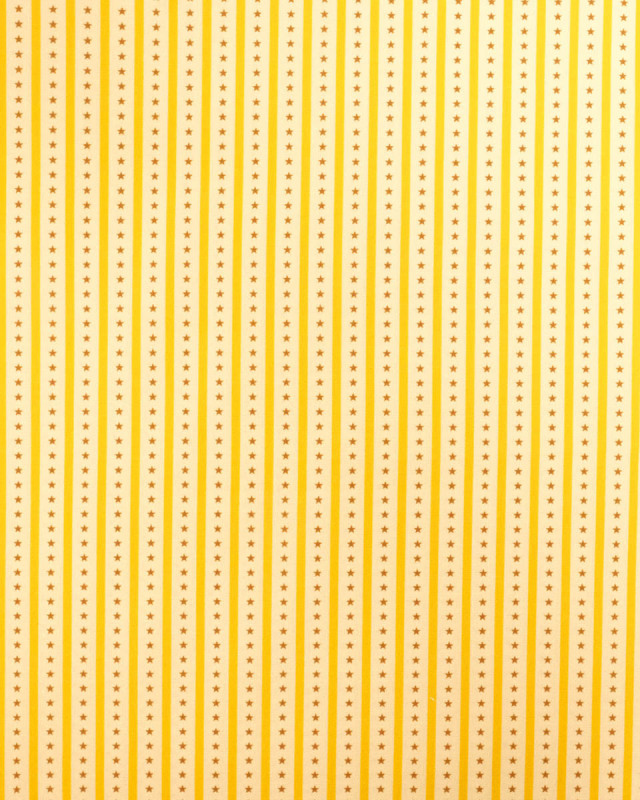 Popeline de coton rayures et étoiles jaune | Mercerine