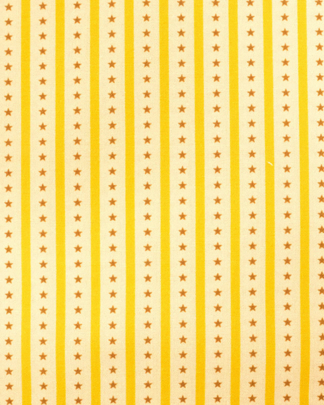 Popeline de coton rayures et étoiles jaune | Mercerine