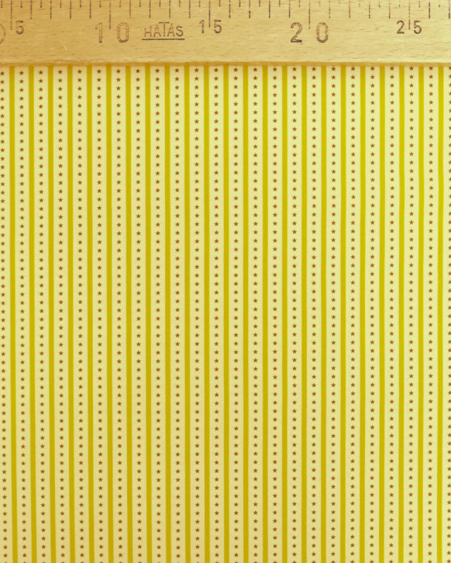 Popeline de coton rayures et étoiles jaune | Mercerine