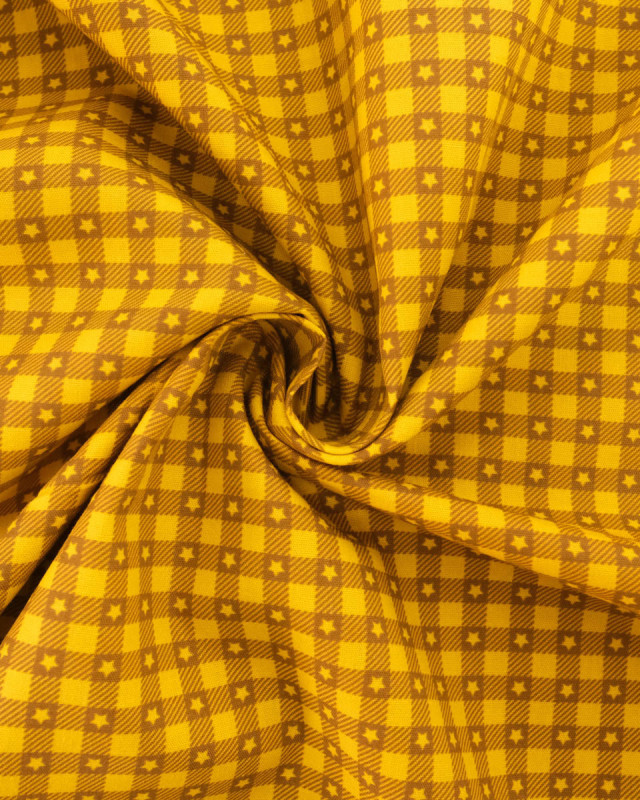 Tissu vichy et étoiles jaune | Mercerine