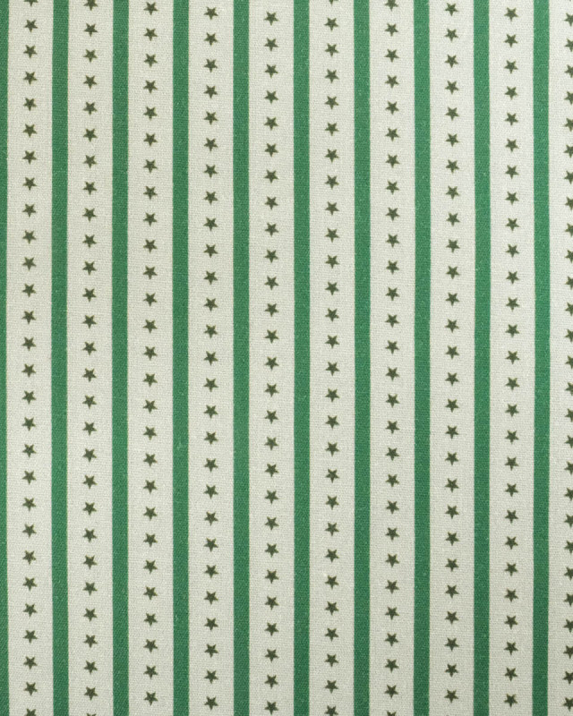 Tissu rayures et étoiles vert | Mercerine