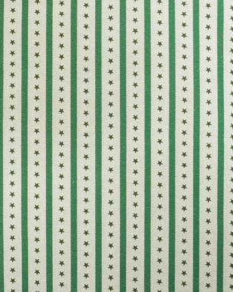 Tissu rayures et étoiles vert | Mercerine