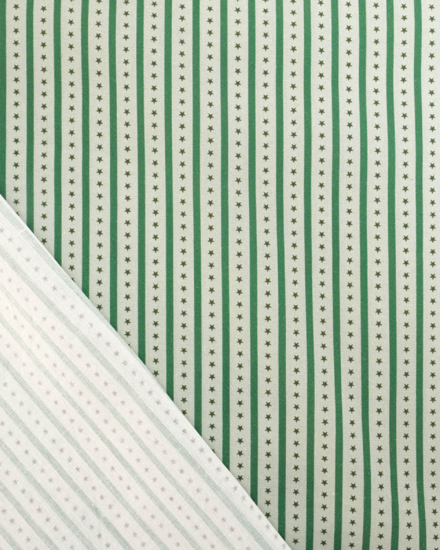 Tissu rayures et étoiles vert | Mercerine