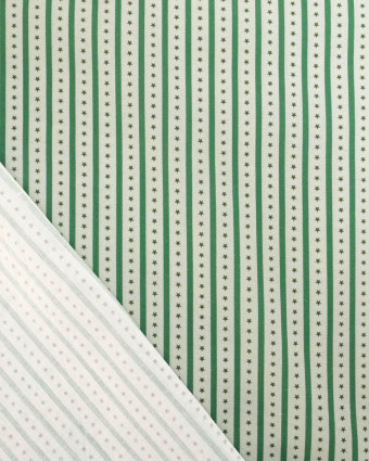 Tissu rayures et étoiles vert | Mercerine